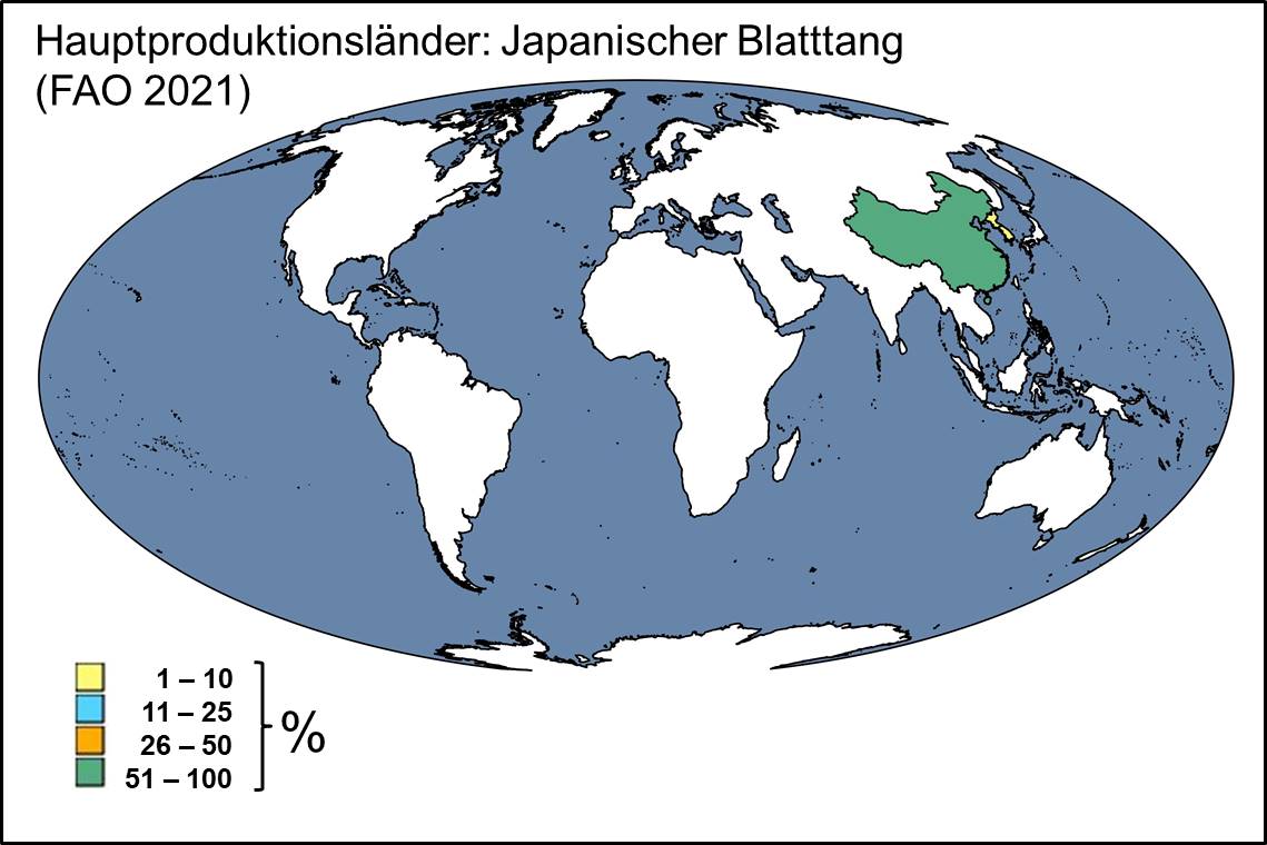 Hauptproduktionsländer von Japanischem Blatttang
